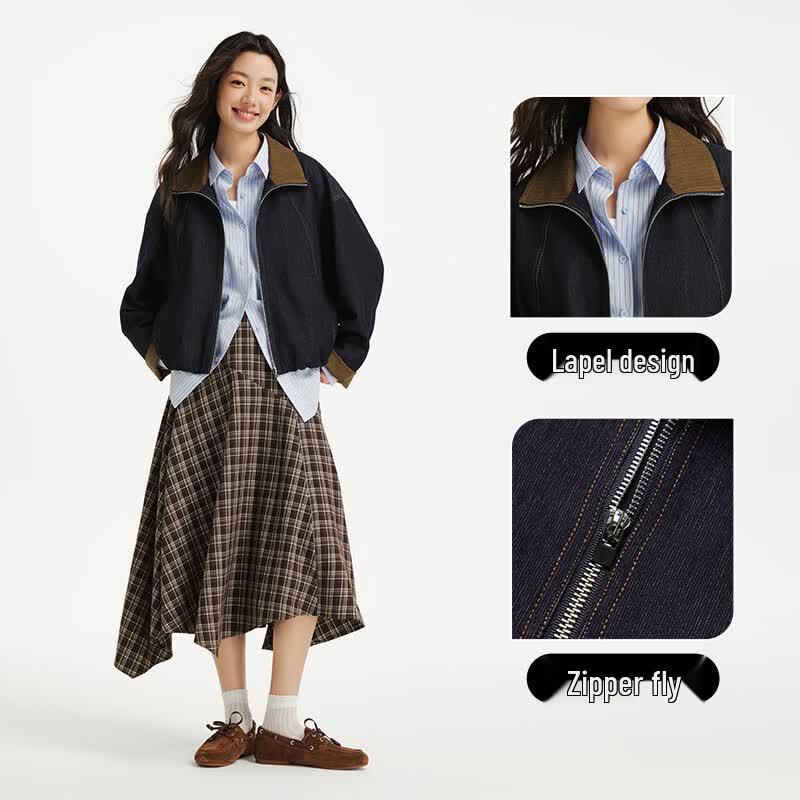 Hotwind Women's Faux Denim Retro Jacket