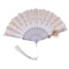 Ladies Lace Hand Fan Black White Cloth Folding Fans With Tassels Ancient-Style Dance Folding Hand Fan For Wedding Party Favor