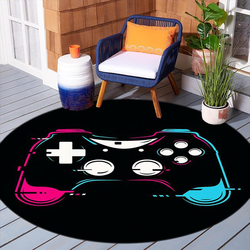 1Pc Game Theme Printed Circular Carpet, Home Door Mat, Outdoor Travel Protection Carpet A7