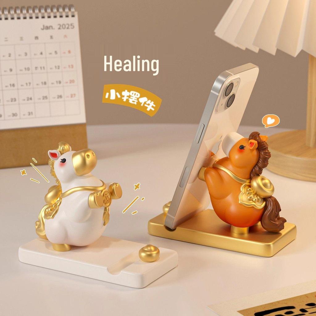 2026 Year of the Horse Zodiac Figurine: Mascot Phone Holder & Desktop Ornament for New Year or Annual Meeting Gifts.