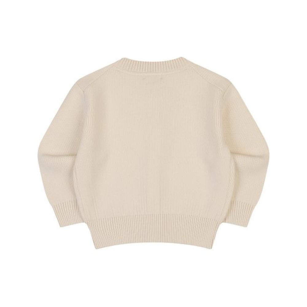 KANGOL KIDS Logo Point Knit CaRdigan Ivory Rd 0002