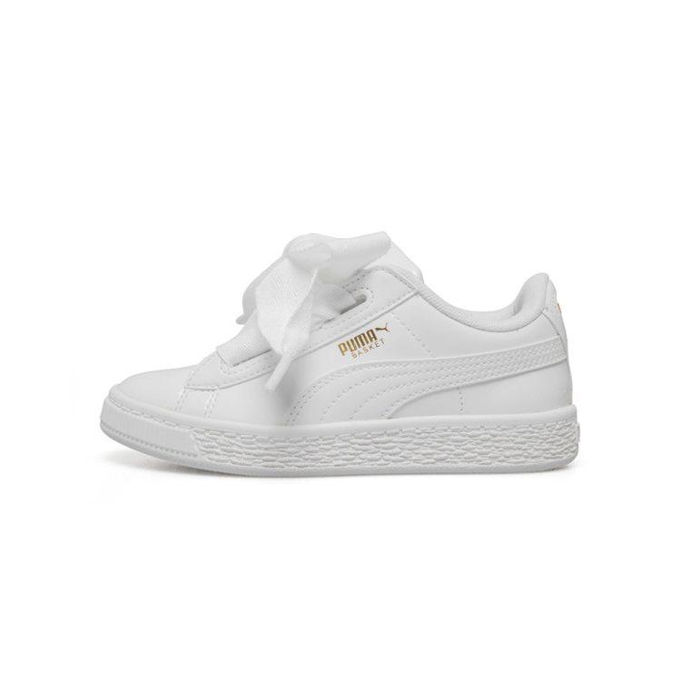Puma Basket Heart Patent Leather Low Top Toddler Shoes White Infant And Toddler 363352-02