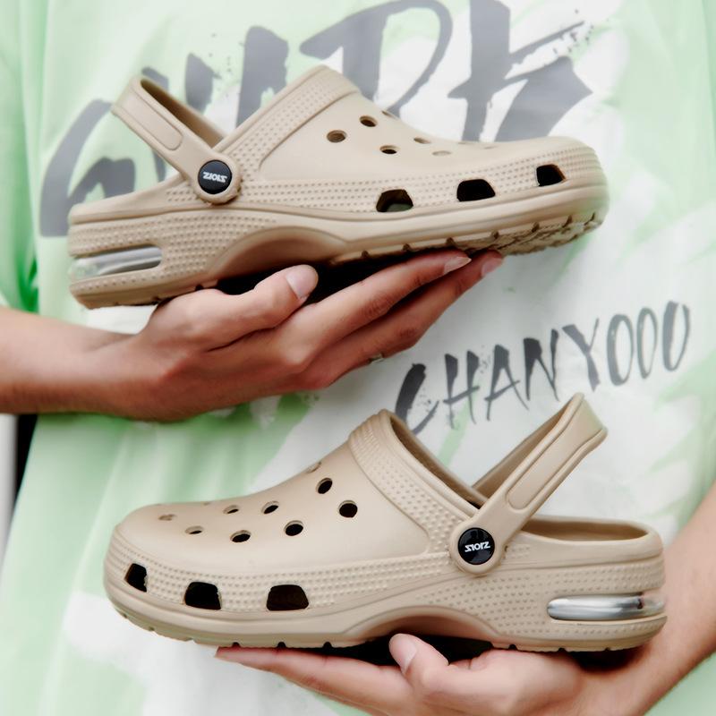 

Большие размеры модные корейские версии простых дырчатых туфель сандалии летние новые модные универсальные модные мужские тапочки 47 хаки