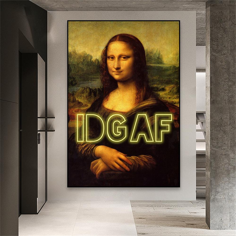 Vintage-Druck, Mona, verändertes Kunstposter, klassisches Ölgemälde, Mona Lisa, Neon-Leinwanddruck, Da Vinci-Leinwanddruck, Wandkunst, Heimdekoration