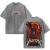 Asta Black Clover Manga Graphic T Shirt Vintage Washed Oversized Tee Streetwear Men Women Clothes Y2k Gothic 100% Cotton Tshirt