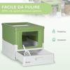 Enclosed Cat Litter Box with Scoop, Removable Tray and 2 Doors, 47.5x35.5x36.7cm, Light Green