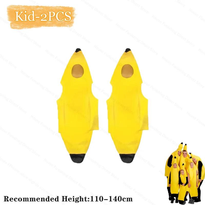 Child/Adult Unisex Funny Banana Costume Yellow Costume Light Halloween Fruit Fancy Party Holiday Dance Dress Costume Decorations