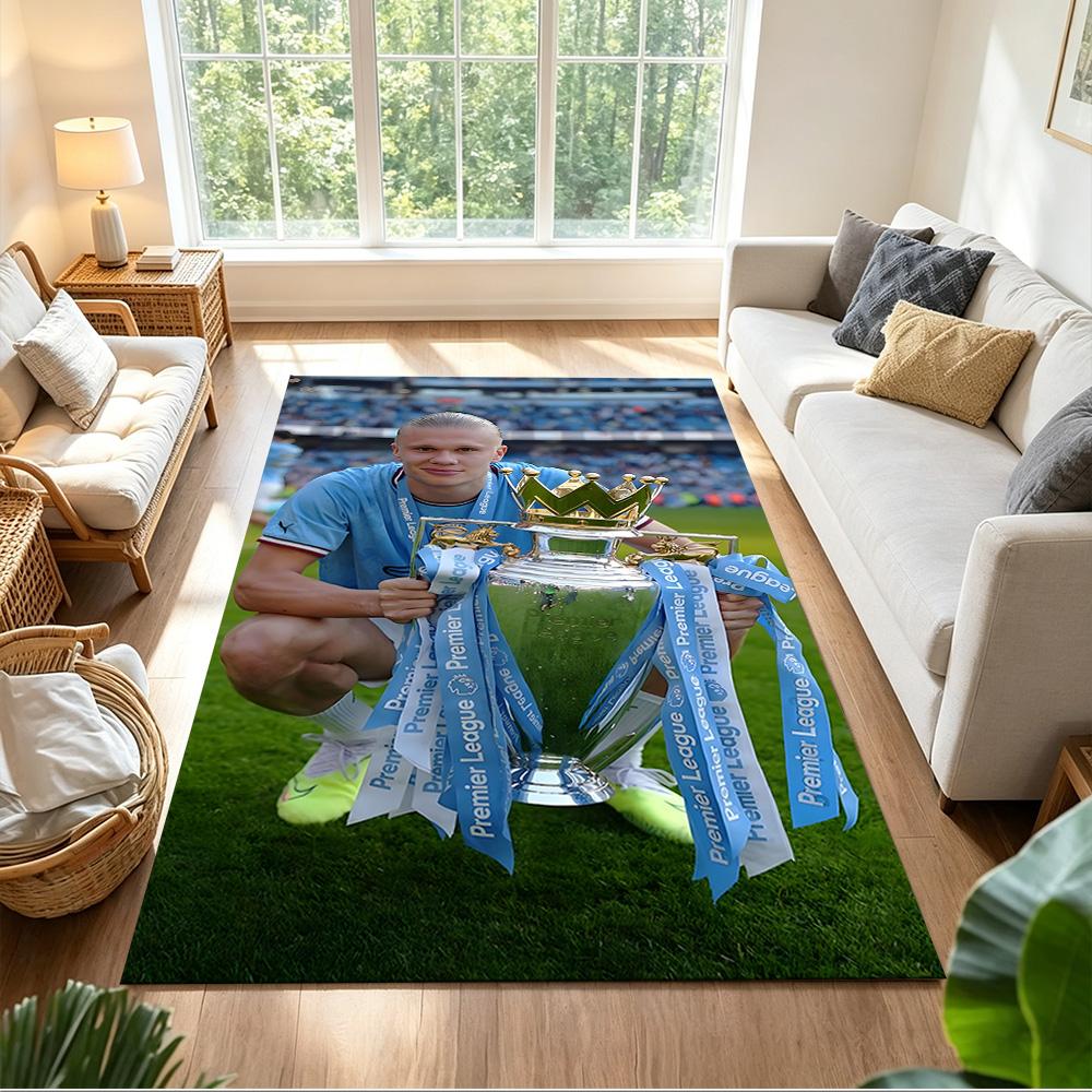 Erling Haaland Football Action Anti-slip Rug Compact Foldable Construction Water-resistant & Washable Office & Lounge Rug Retro American Style