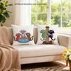 Double-Sided Printed Pillow Covers, Playful Cartoon Kittens With Yarn Scratching Post Print Cushion Cases Home Decor Living Room