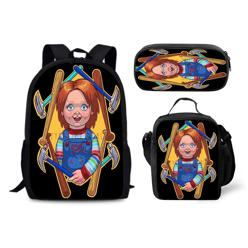 Horror Chucky Schultasche Rucksack Brottasche Federmäppchen Set Geschenk für Kinder Schüler