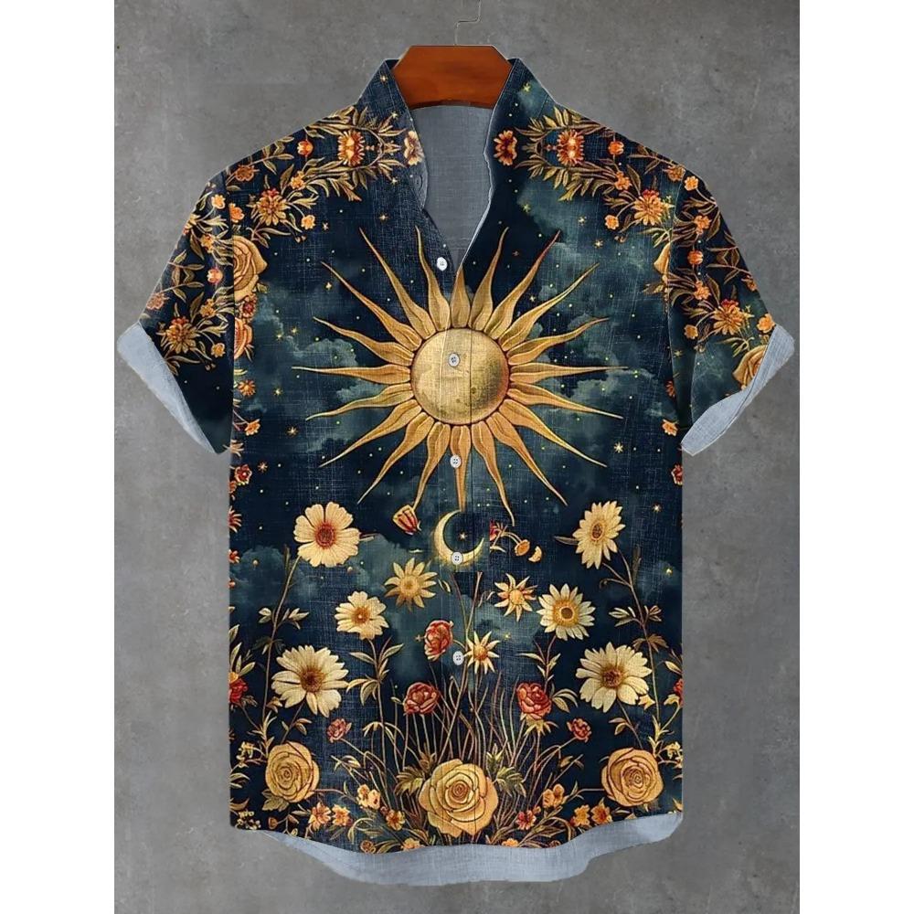 Camicia Estiva da Uomo a Maniche Corte con Stampa 3D, Camicia Casual da Uomo Street Hip-hop a Maniche Corte