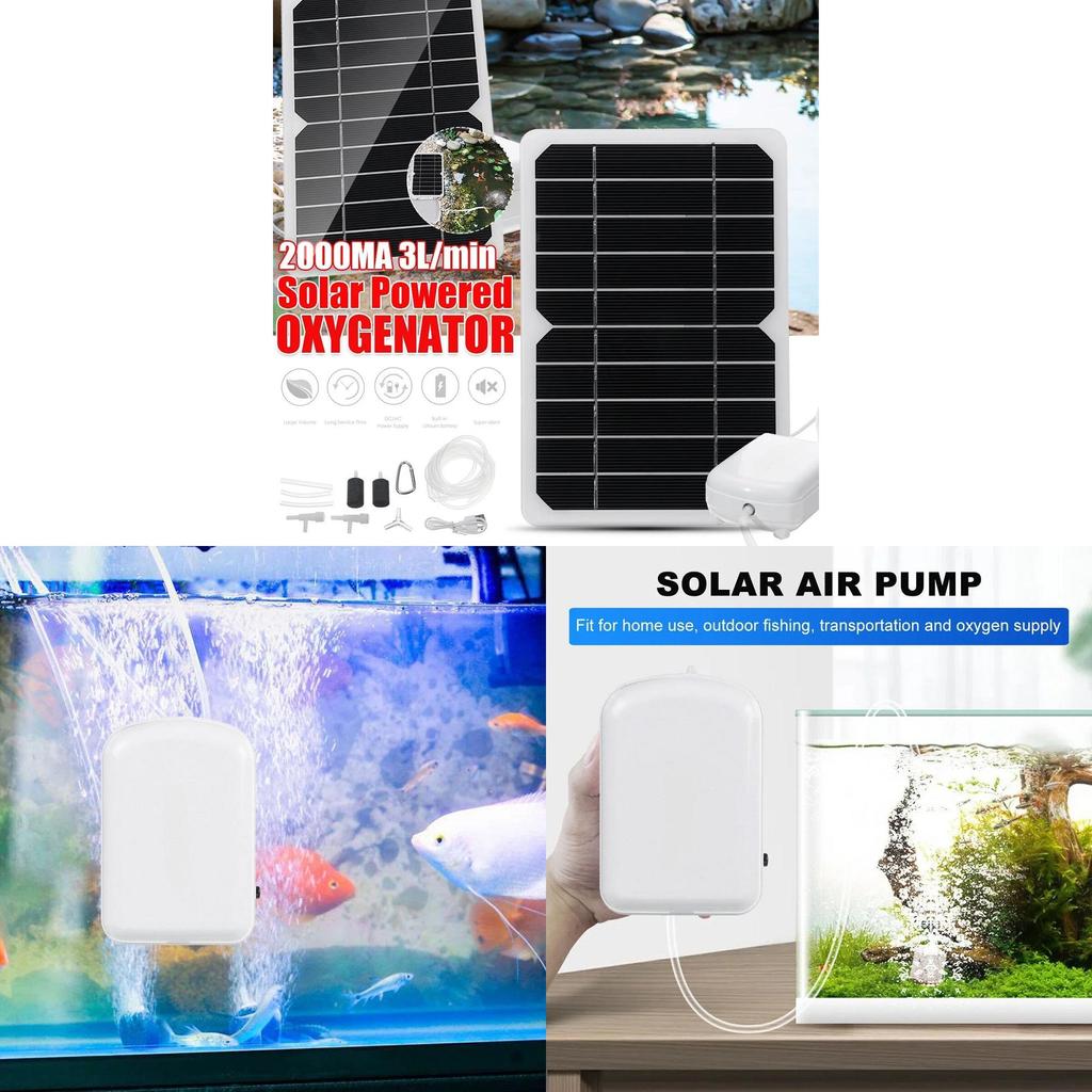 Solar Powered Aerator Pump With Rechargeable Battery For Fish Tanks And Outdoor Fishing