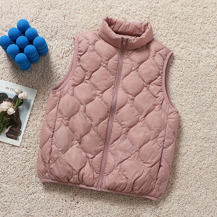 Thin and light hooded stand-up collar rhombus down jacket women's winter fashion warm white duck down casual top tide