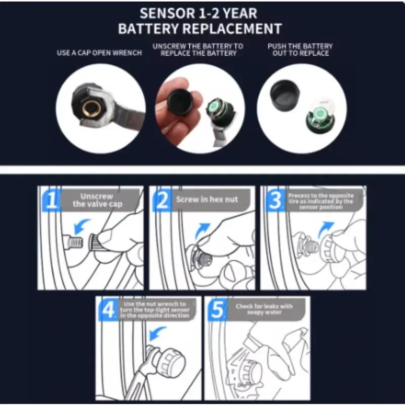 Wireless LCD Motorcycle Tire Pressure Monitoring System Pit Temperature Tester Tire Pressure Alarm System, Waterproof, 2 Sensors