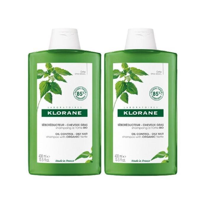 KLORANE Nettle No-Sebum Shampoo for Oily Scalp, 400ml x 2 (15236473)