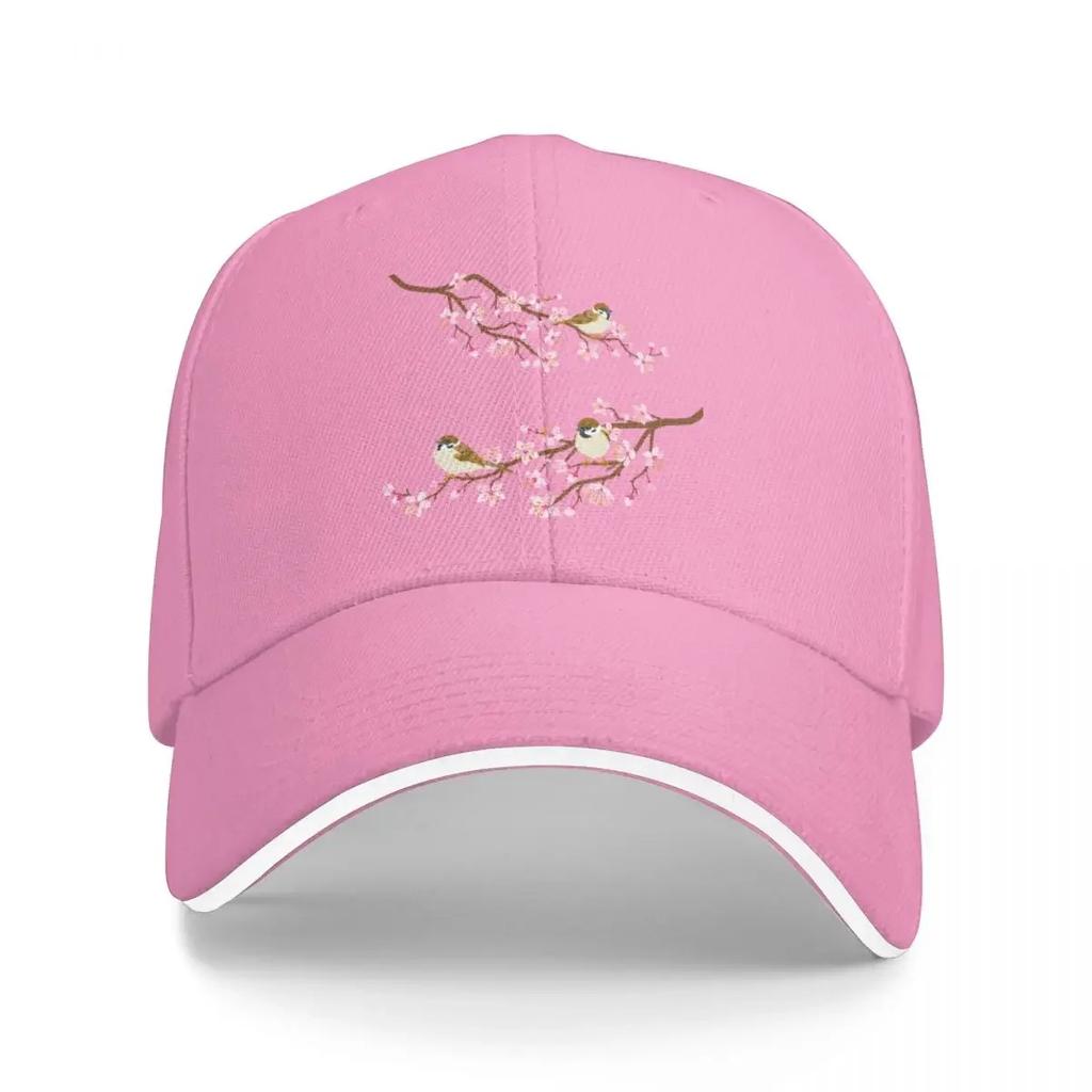 Cherry Blossom Japan Sakura with Bird Baseball Cap Custom Caps Thermal Visor Baseball Unisex Womens