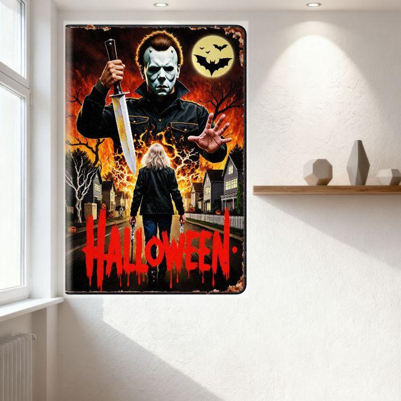 Halloween Michael Myers Horrorfilm Metallblechschild Vintage Gruseliges Poster Wanddekoration für Zuhause Club Café Bar Dekoration