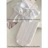 Japanese Style Ruffle Lace Trim Over the Calf Socks for Women Cute Ribbon Bowknot Hollowed Out Heart Fishnet Stockings