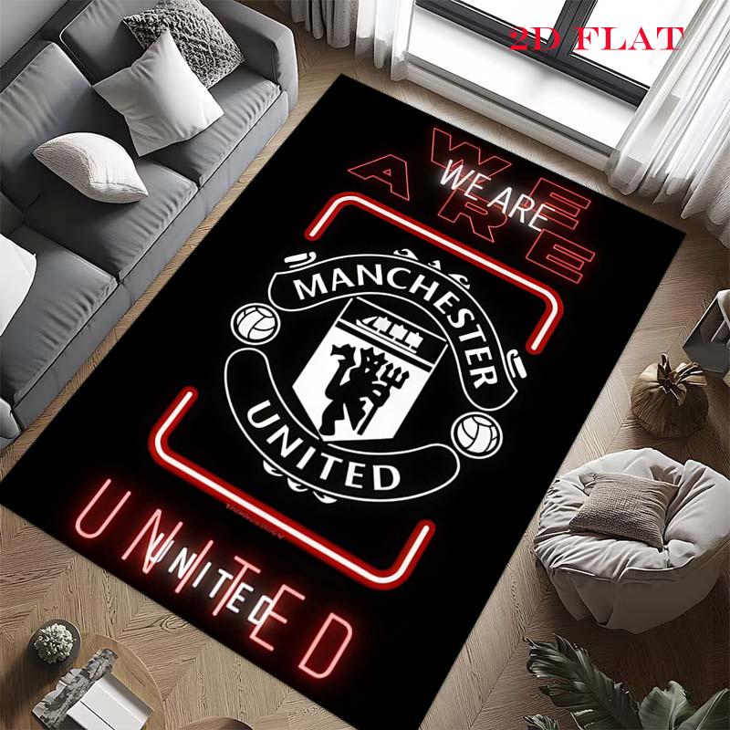 Tappeto Man Utd per Soggiorno Camera da Letto Casa Decorazione Divano, Tappetino Antiscivolo per Giochi Bambini