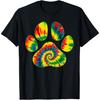 T-shirt Tie Dye Mignon avec Imprimé de Patte pour Propriétaire d'Animal de Compagnie, Tie Dye Imprimé de Patte pour Amoureux des Chiens pour Homme Femme Enfant