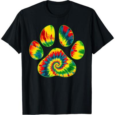 Cute Tie Dye Paw Print Pet Owner Paw Print Tie Dye Dog Lover T-Shirt for Men Women Kids