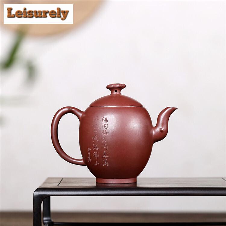 300ml Luxury Yixing Purple Clay Teapot Handmade Flower Bird Pot Raw Ore Red Dragon Mud Tea Maker Kettle With Infuser Zisha Tea