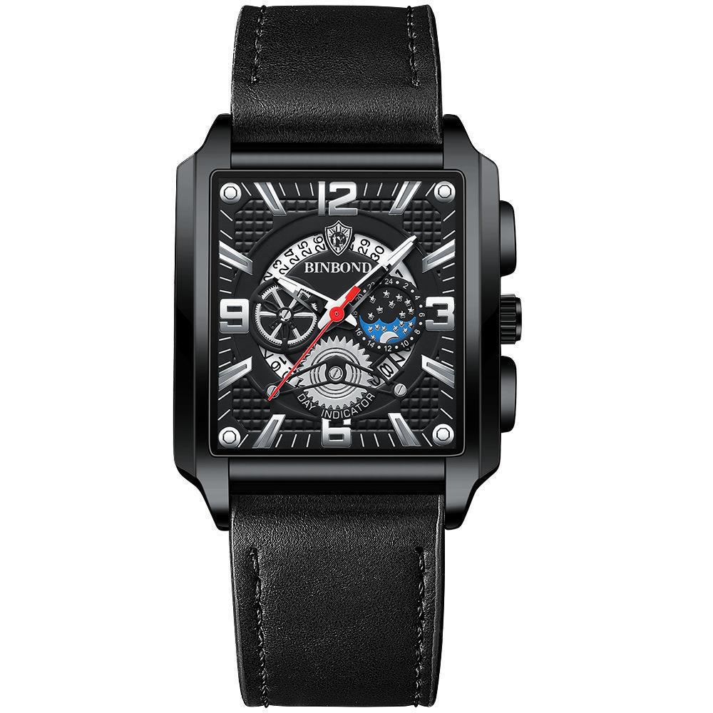 Binbond Men s Retro Multifunctional Waterproof Luminous Square Calendar Watch