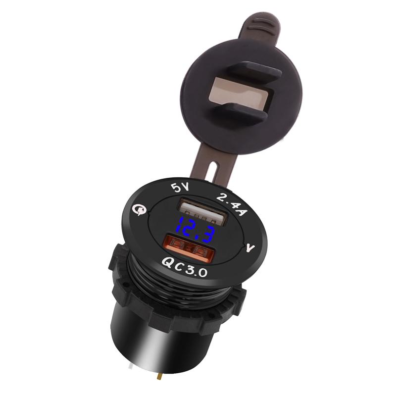 

LMoDri Автомобильное быстрое зарядное устройство Интеллектуальный адаптер питания QC 3,0 Dual USB Автомобильный разъем постоянного тока 12 В-24 В прикуриватель 2 порта