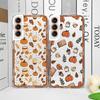 Fall Maple Leaf Pumpkin Coffee Transparent Phone Case for Samsung Galaxy S25 S24 S23 Ultra S22 S21 S20 Plus S24 FE 5G Soft Cover
