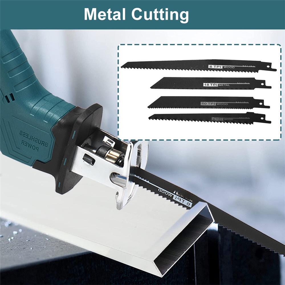 Brushless Electric Reciprocating Saw Variable Speed Cordless Metal Woodworking Cutting Power Tool