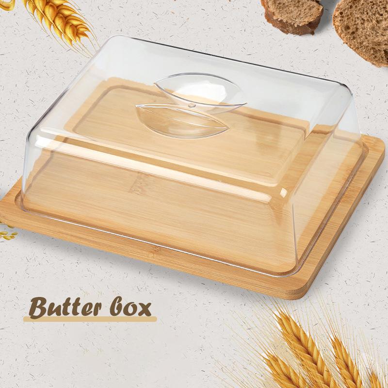JJTZ Large Size Bamboo Rectangular Dessert Display Tray Wedding Stuff Cake Stand with Lid, Size L