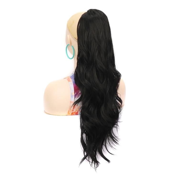 Mesh Drawstring Long Wavy Curly Ladies Ponytail Wig 1B#