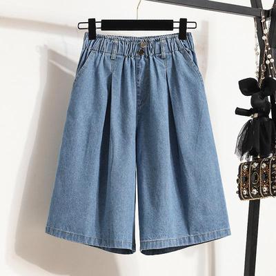 Women's Summer High-Waisted Slimming Denim Shorts A-Line Wide-Leg Loose Plus Size Cropped Pants