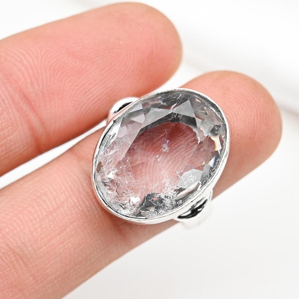 Weißer Topas Ring Edelstein Schmuck, 925 Sterling Silber Ring, handgefertigter Schmuck Geburtsstein Ring, Geschenk für Ihn
