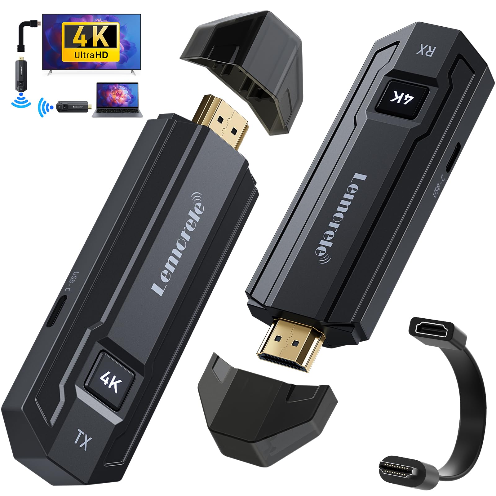 

Комплект беспроводного HDMI-удлинителя 4K, Портативный, Компактный, Двухдиапазонный Wi-Fi 2,4 ГГц и 5 ГГц, Разрешение 4K (30Гц), Дальность 50 м, Сверхнизкая задержка 66 мс, Поддерживает
