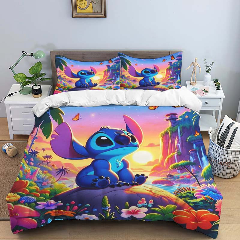 Duvet Cover Stitch Cartoon Kids Bedding Sets Anime Comforter Cover Sets Single Double Children Girls Boys Gifts Bedroom Decor
