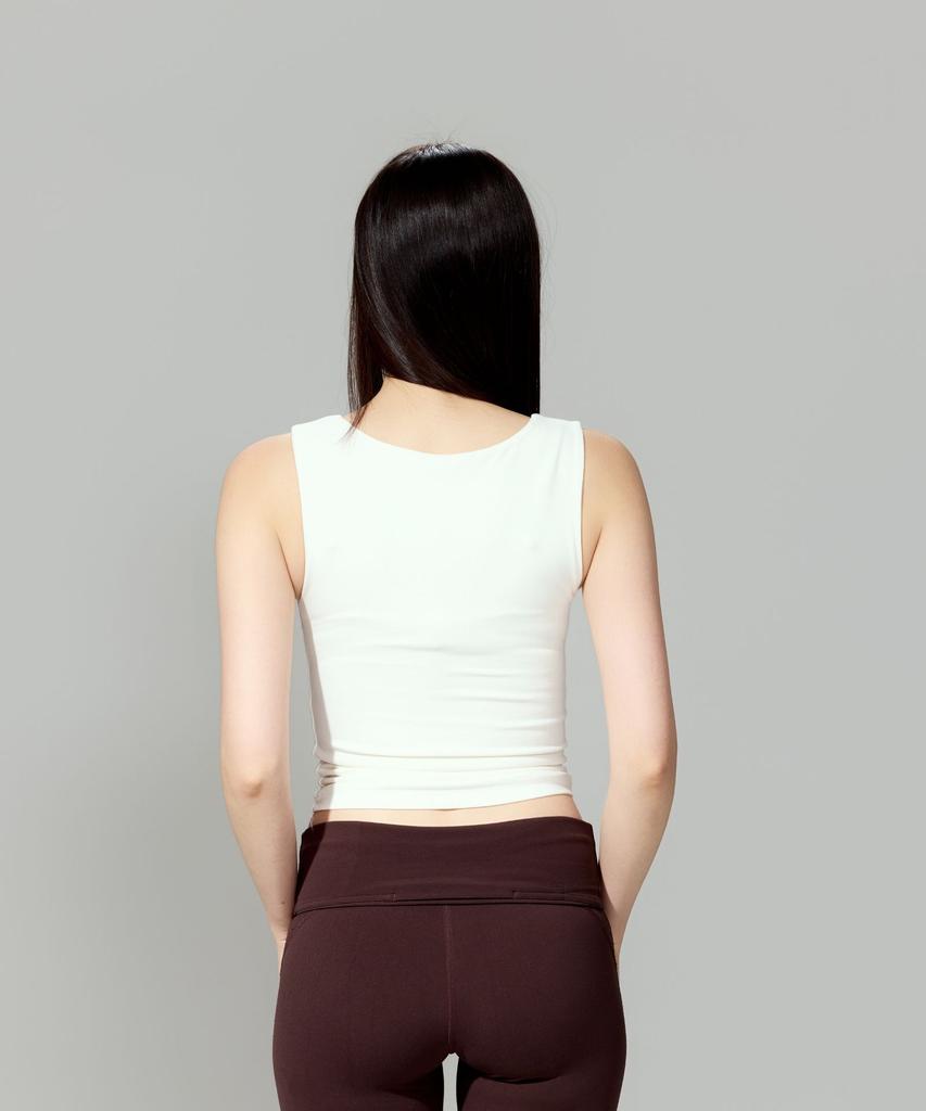 Geulleila Double Layered Fit Square Neck Top (White)