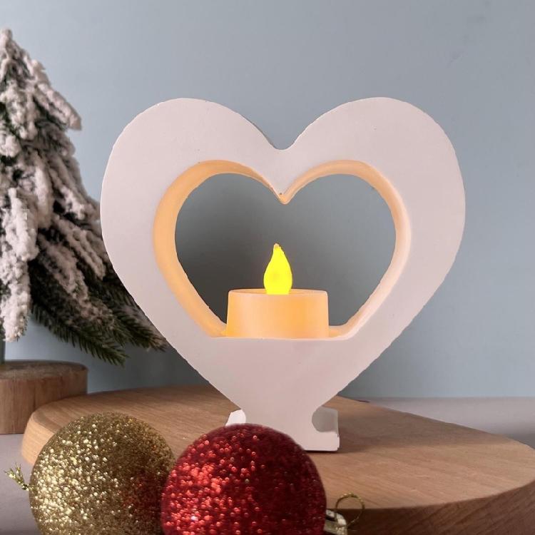 Hollowed Heart Silicone Candle Holder Mold Easy Demolding Tealight Holder Silicone Molds for Resin Craft Home Decoration