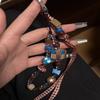 Ins Style Phone Chain Brown Square Rugby Phone Case Lanyard DIY Beaded Camera Chain Phone Anti-Lost Strap
