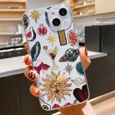 Planet Sun Cocktail Print Phone Case For iPhone 16 15 14 13 12 11 Pro Max XS X XR 7 8 Plus Mini SE 2020 2022 Camera Protective