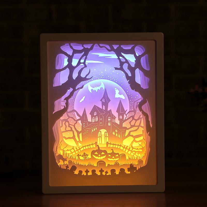 Customize Paper Carving  Creative Desktop Book Lamp Romantic Couple Photo Frame Lamp Bedside Soft Light Table Lamp