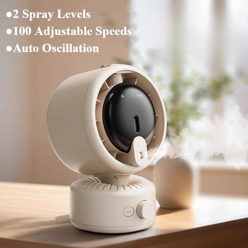 

Eary 2-в-1 Охлаждающий вентилятор-увлажнитель 100 скоростей ветра Портативный USB-перезаряжаемый воздушный охладитель с аккумулятором 4000 мАч для офисного стола белый