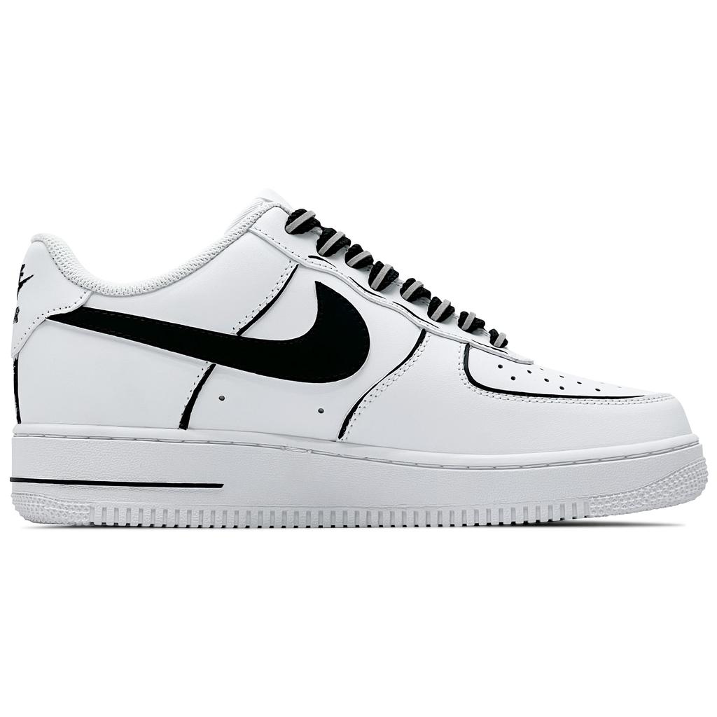 Nike Air Force 1 Leather Abrasion Resistant Low top Skateboard Shoes Men's Black White CW2288-111(Team260-QD)