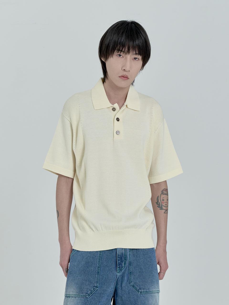 Inexis Half Open Collar Knit (Cream) M