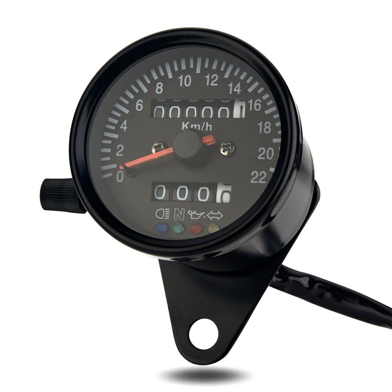 A90Q-Cafe Racer Retro Motorcycle Modified Gauge LED Indicator Mechanical Speedometer Odometer 220Km/H Motorcycle Parts чёрный