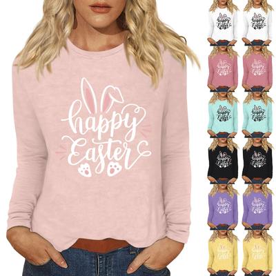 Long Sleeve Shirts For Women Easter Carnival Print Graphic Tees Blouses Casual Basic Tops Pullover