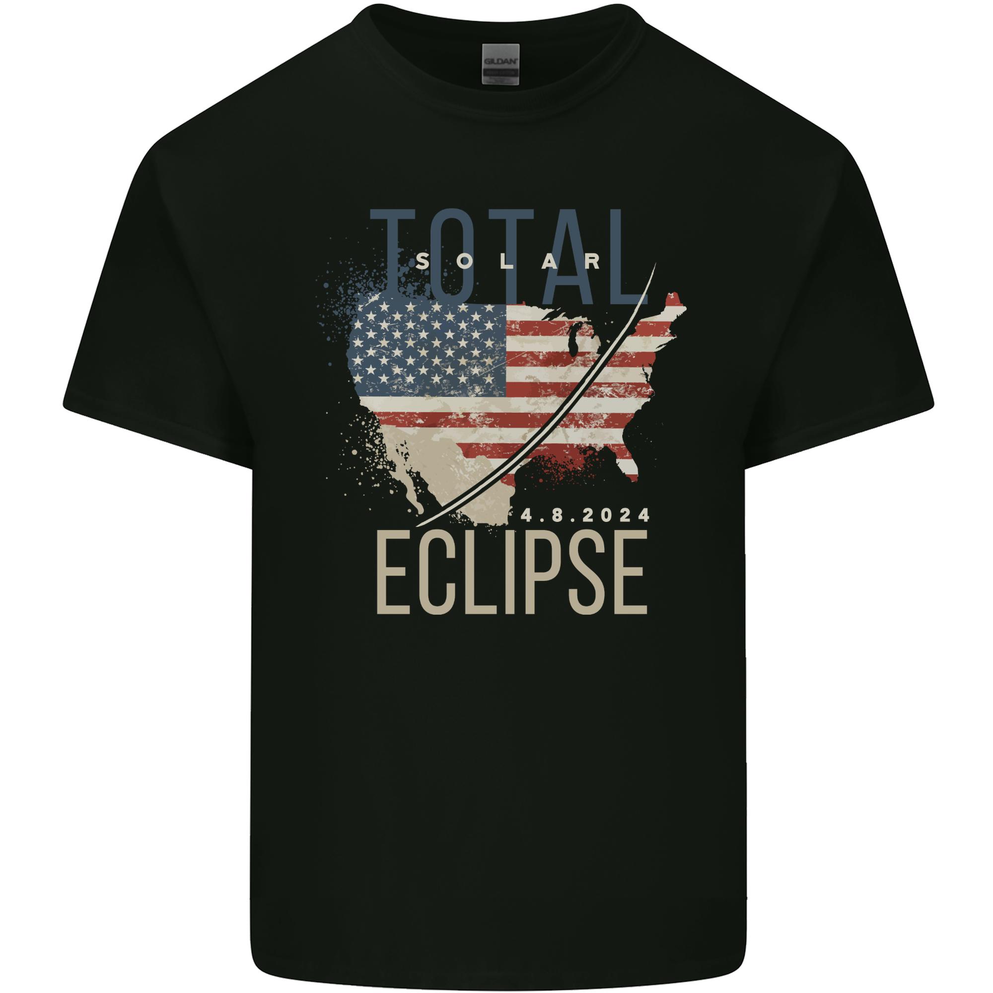 USA Total Solar Eclipse Unisexs Light Cotton TShirt S