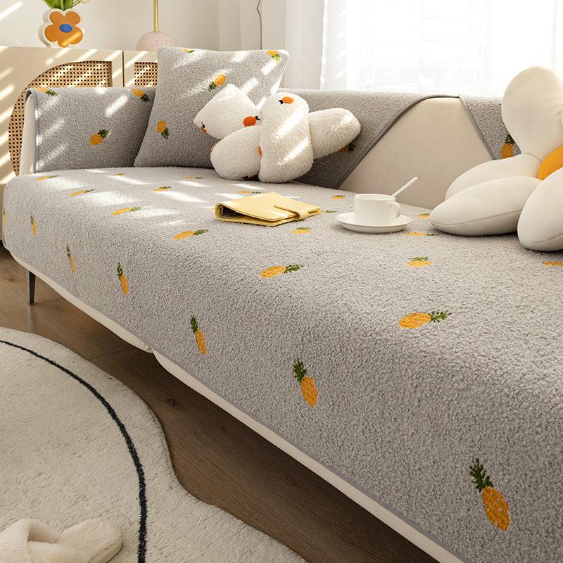 Lambswool Sofa Cushion Four Seasons Fabric Non-Slip Seat Cushions All-Inclusive Sofa Cover Cover Cloth Living Room Thickening