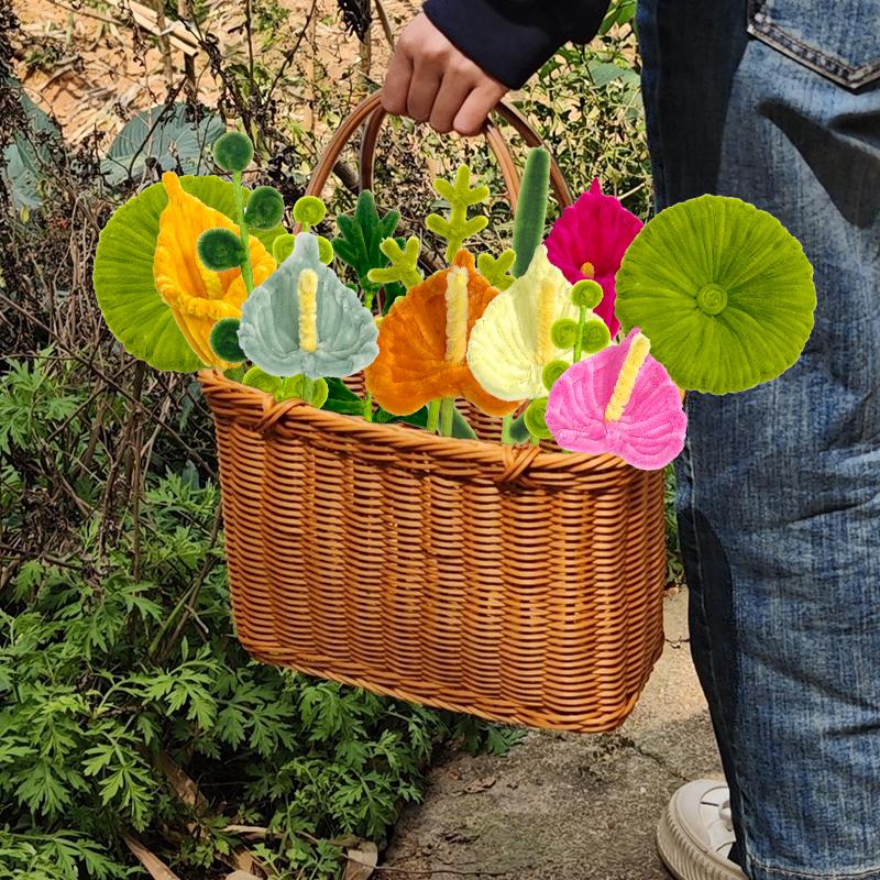 3Pcs Pipe Cleaner Flower Finished Artificial Chenille Stems Home Decor Flamingo Palm Handmade