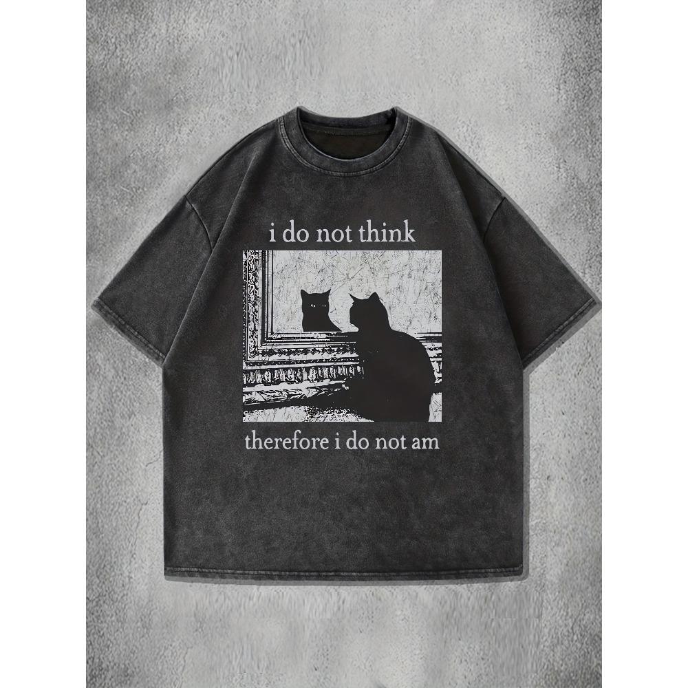 Casual Loose Fit Graphic T-shirt I Don t Think So I m Not Cat Print Summer Short Sleeve M